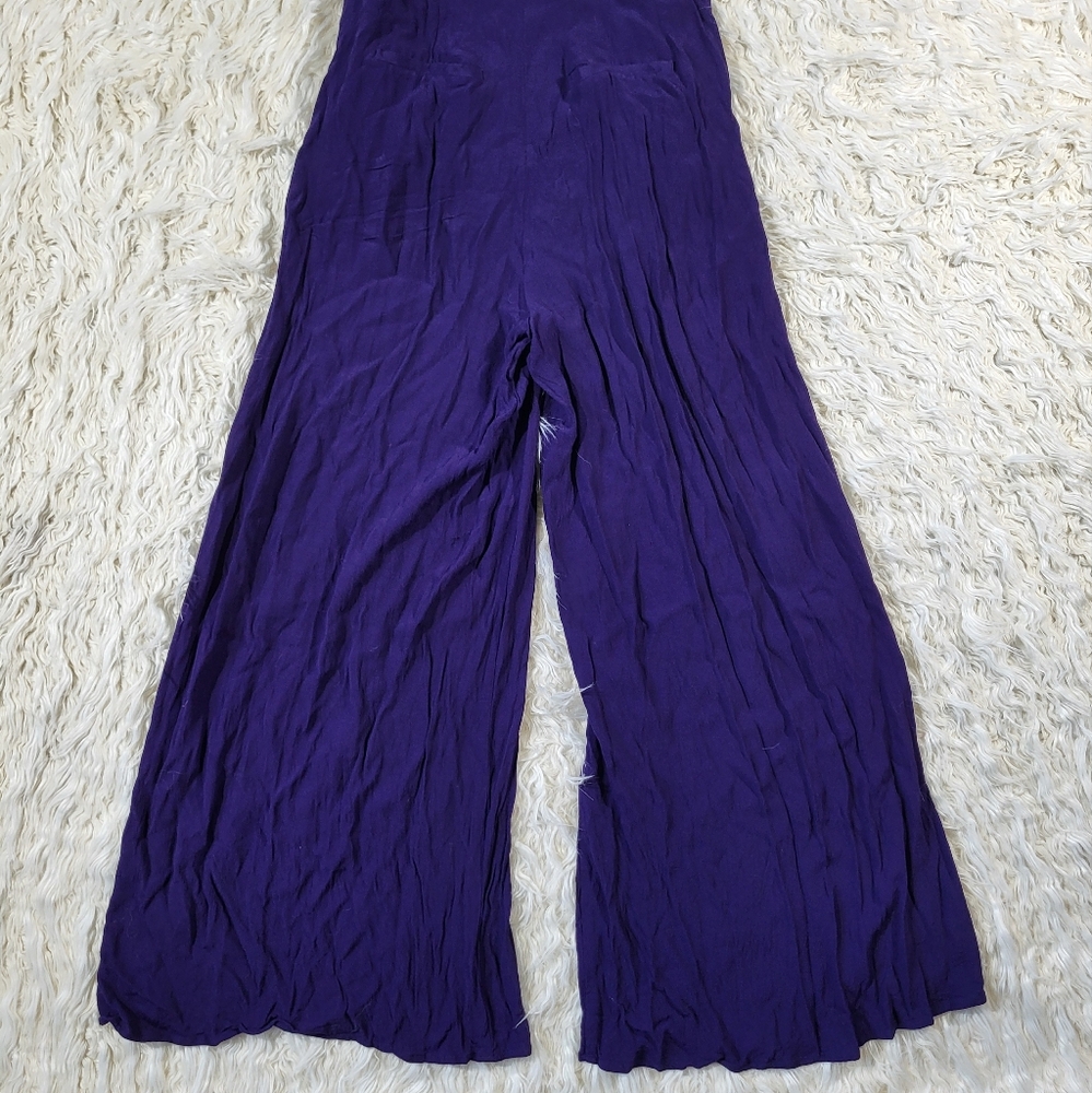 Maeve By Anthropologie Souxanne Womens Jumpsuit Apron Overalls Wide Leg 4 Purple - Picture 11 of 12